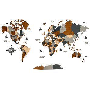 Wooden World Map 3d Art Large Wall Decor - Size (m, L, Xl) Any Occasion Gift🐙
